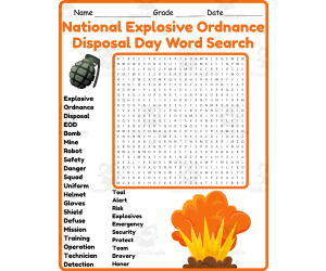National Explosive Ordnance Disposal Day Word Search