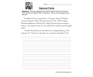 National Parks Report Worksheet