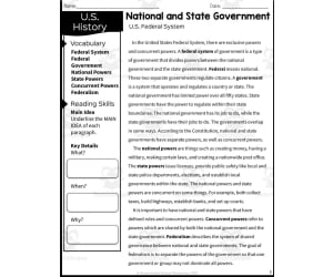 National + State Government Reading Packet