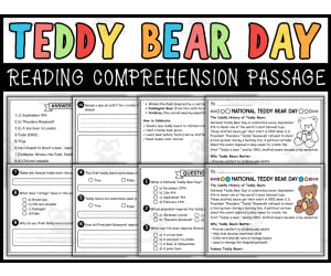 National Teddy Bear Day Reading Comprehension Passage & Questions