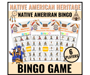 Native American Heritage Month Bingo Game for Kindergarten - 8th