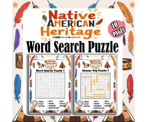 Native American Heritage Month Word Search Puzzle Fun for Kindergarten