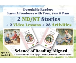 ND/NT: 2 Decodable Reading Books + 2 Video Lessons + 28 Worksheets SOR
