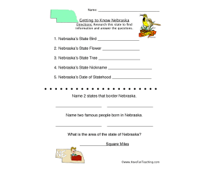 Nebraska Worksheet