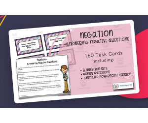 Negation, Answering Negative Questions, 160 Task Cards