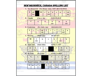 New Brunswick (Canada) Spelling List