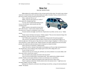 New Car Reading Comprehension Worksheet