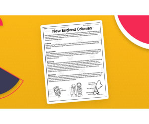 New England Colonies – Reading Comprehension Packet