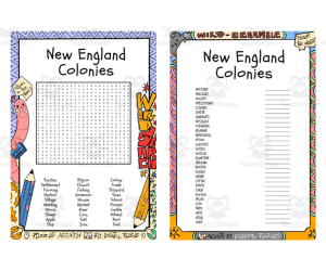 New England Colonies word search & scramble