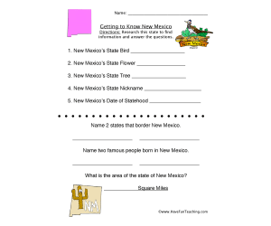 New Mexico Worksheet