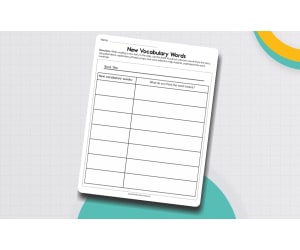 New Vocabulary Words Worksheet