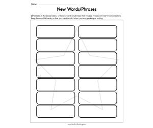 New Words Phrases Worksheet