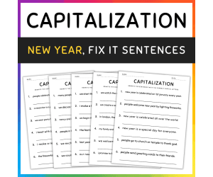New Year Capitalization Practice and Activities, Grammar Worksheets