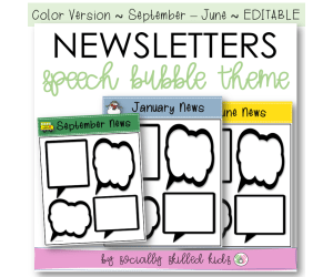 NEWSLETTERS Speech Bubble Theme, September To June, Color Version