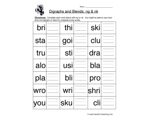 NG and NK Digraph Worksheet