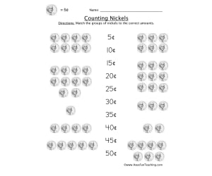 Nickels Matching Worksheet