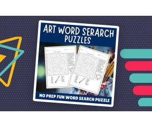 No Prep Art Word Search Puzzles For Pre-K to 3rd Grade