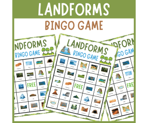No prep geography landforms bingo game earth science nature activities
