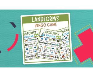 No prep geography landforms bingo game earth science nature activities