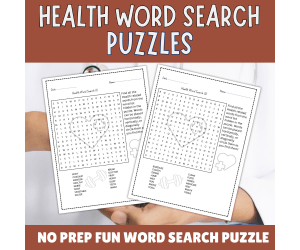 No Prep Health Word Search Puzzle | Fitness Exercise Vocabulary