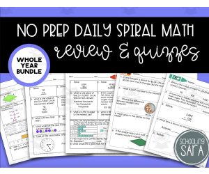 No Prep Spiral Math Review Homework/Morning Work and Quizzes