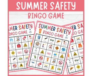 No Prep Summer Sun Outdoor Safety Protection End of Year Bingo Game