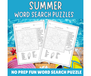 No Prep Summer Word Search , Early Finisher Activity Puzzle Pack
