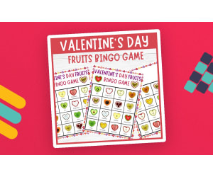 No Prep Valentine's Day Heart Shapes Fruits Vocabulary Bingo Game