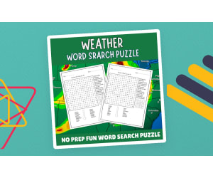 No Prep Weather Word Search, Climate Vocabulary Puzzles For Kids