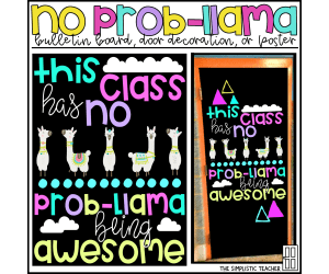 No Prob-Llama Alpaca Bulletin Board Kit, Door Decoration Set, or Poster