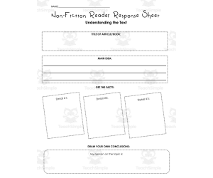 Nonfiction Reader Response Sheet
