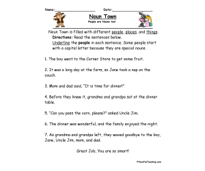Noun Town Worksheet