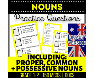 UK/Aus Spelling Nouns Grammar MCQs Year 2-3 (Docs)