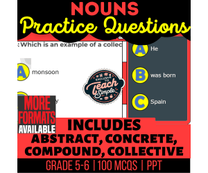 Nouns Practice Questions - Grammar Grade 5-6 (PPT)