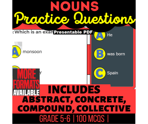Nouns Practice Questions - Grammar Grade 5-6 (Presentable PDF)