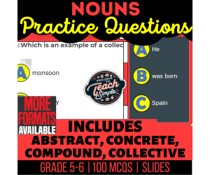 Nouns Practice Questions - Grammar Grade 5-6 (Slides)