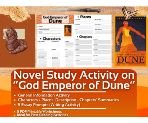 Novel Study Worksheets - God Emperor of Dune - Frank Herbert - Sci Fi