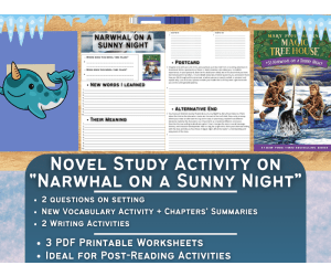Novel Study Worksheets - Narwhal on a Sunny Night - Magic Tree House