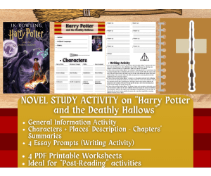 Novel Study Worksheets on "Harry Potter and the Deathly Hallows"