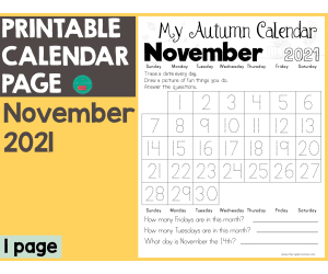 November 2021 Calendar Page