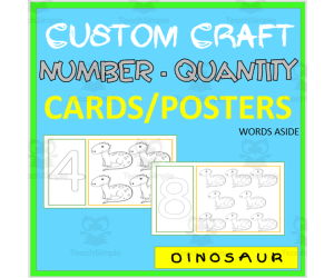 NUMBER AND QUANTITY CUSTOM CARDS | COLOR TRACE | DInosaur