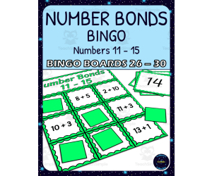 Number Bonds 11-15 Bingo - Boards 26-30