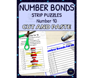 Number Bonds for 10 Practice - Cut and Paste Strip Puzzle