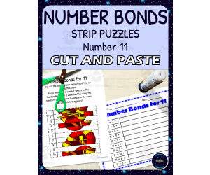 Number Bonds for 11 Practice - Cut and Paste Strip Puzzle