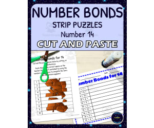 Number Bonds for 14 Practice - Cut and Paste Strip Puzzle