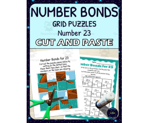 Number Bonds for 23 Practice - Cut and Paste Grid Puzzle