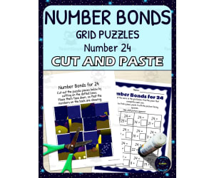 Number Bonds for 24 Practice - Cut and Paste Grid Puzzle