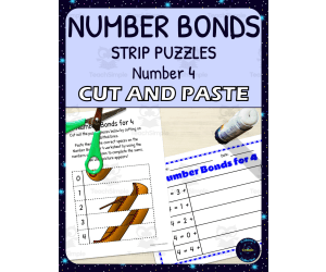 Number Bonds for 4 Practice - Cut and Paste Strip Puzzle