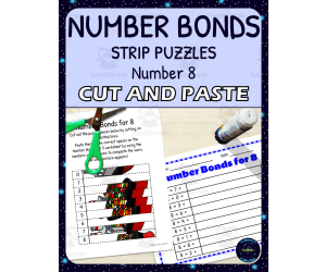 Number Bonds for 8 Practice - Cut and Paste Strip Puzzle