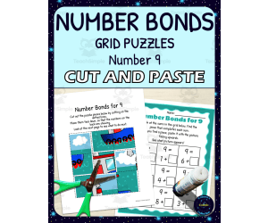 Number Bonds for 9 Practice - Cut and Paste Grid Puzzle